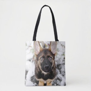 Cute Puppy Looking Up Tote Bag