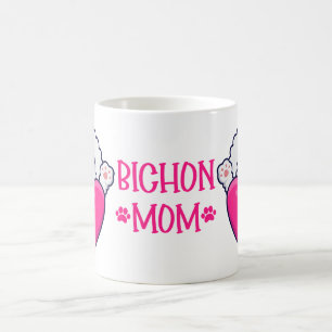 Cute Puppy Love Dog Mum Pink Heart Bichon Frise Coffee Mug