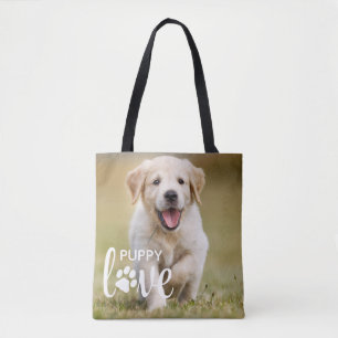 Cute Puppy Love Personalised Photo Pet Dog Lover Tote Bag