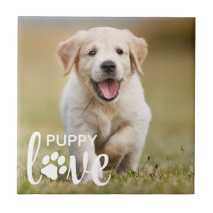 Cute Puppy Love Personalized Pet Photo Dog Lover Tile