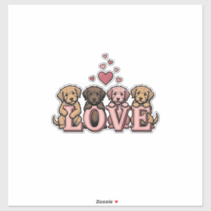 Cute Puppy Love Valentine Vintage Engraving Design