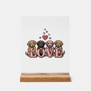 Cute Puppy Love Valentine Vintage Engraving Design Acrylic Sign