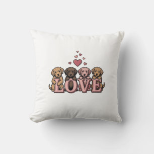 Cute Puppy Love Valentine Vintage Engraving Design Cushion