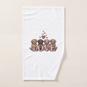 Cute Puppy Love Valentine Vintage Engraving Design Hand Towel