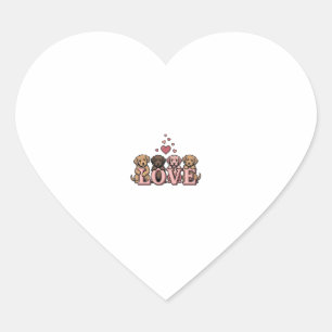 Cute Puppy Love Valentine Vintage Engraving Design Heart Sticker