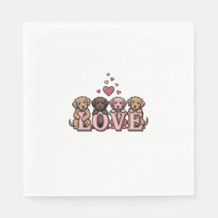 Cute Puppy Love Valentine Vintage Engraving Design Napkin