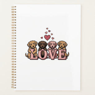 Cute Puppy Love Valentine Vintage Engraving Design Planner