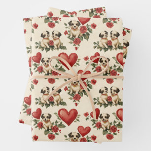 Cute Puppy Love Valentine's Day Wrapping Paper