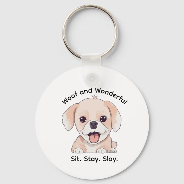 Cute Puppy Lovers Stylish Dog Mom Keychain (Front)