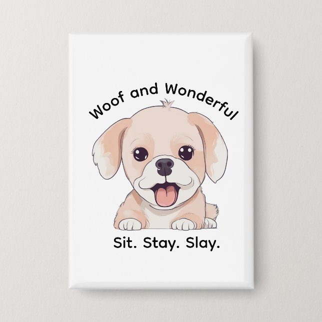 Cute Puppy Lovers Stylish Dog Mom Rectangle Button (Front)