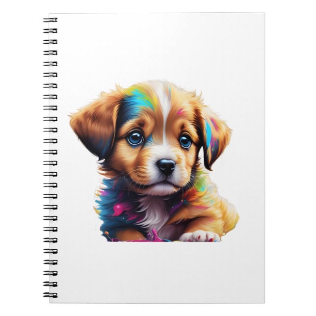 Cute Puppy Made of Liquid Colours   Notebook (Front)