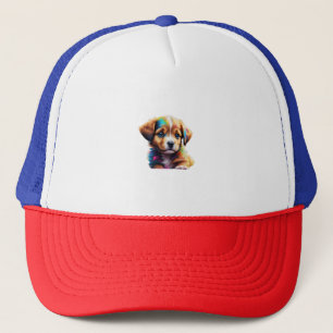 Cute Puppy Made of Liquid Colours Trucker Hat
