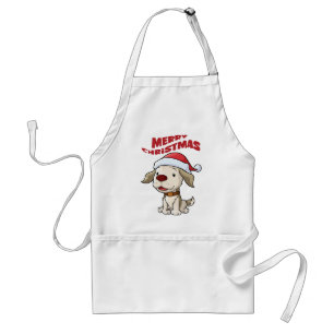 Cute puppy Merry Christmas Standard Apron