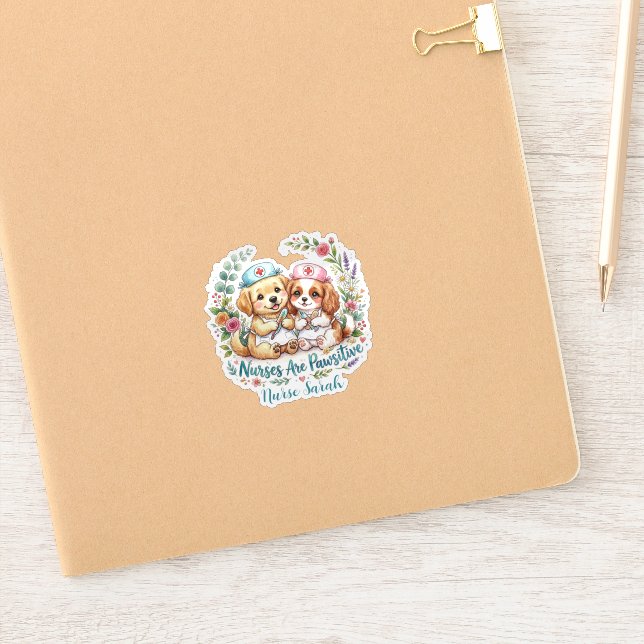 Cute Puppy Nurse Pawsitive Watercolor Personalised (Notebook)