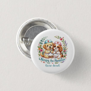 Cute Puppy Nurse Pawsitive Watercolor Personalised 3 Cm Round Badge