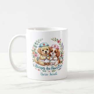 Cute Puppy Nurse Pawsitive Watercolor Personalised Coffee Mug