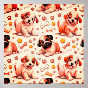 Cute Puppy Nursery Poster