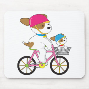 Cute Puppy on Bike Mouse Mat