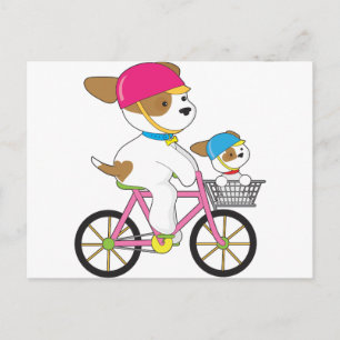 Cute Puppy on Bike Postcard