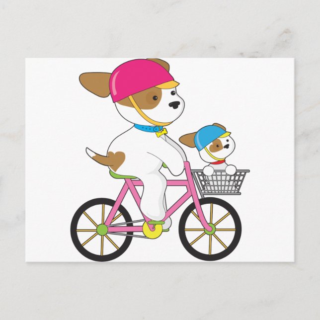 Cute Puppy on Bike Postcard (Front)