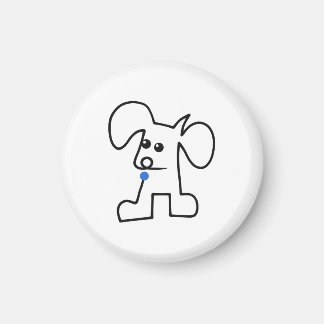 Cute Puppy One Line With A Blue Ball Magnet