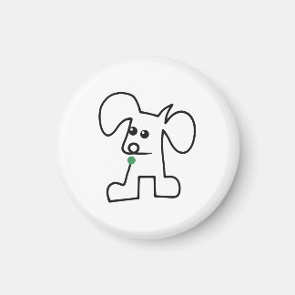 Cute Puppy One Line With A Green Ball Magnet