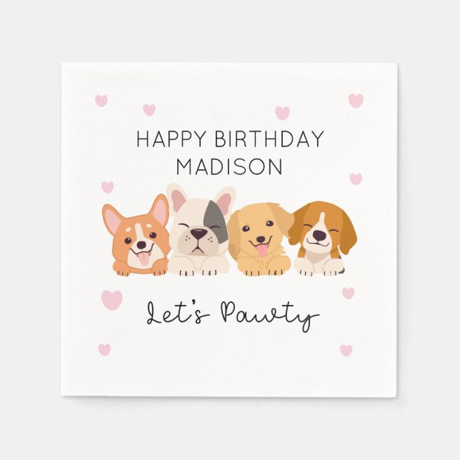Cute Puppy Paper Napkins Lets Pawty Tableware (Front)