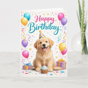 Cute Puppy Party Birthday Card