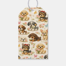 Cute Puppy Pattern Floral Butterfly