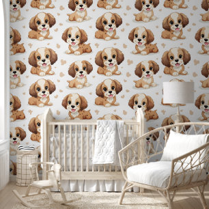 Cute Puppy Pattern Wallpaper