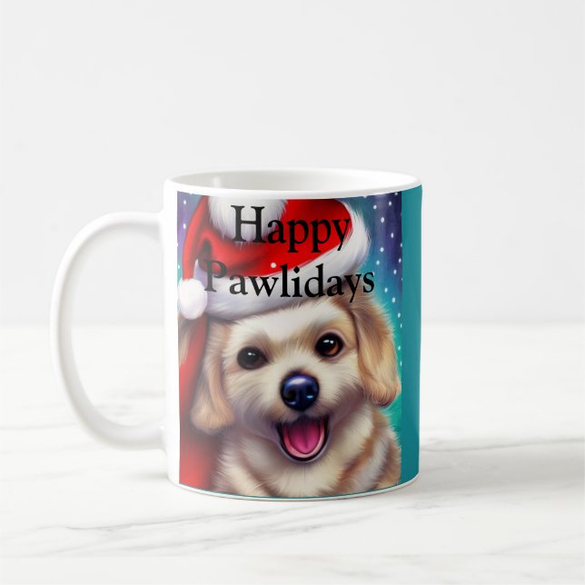 Cute Puppy Pawlidays Coffee Mug (Left)
