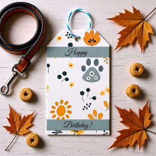 Cute Puppy Paws Flowers customized Gift Tags