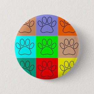 Cute Puppy Paws In Squares 6 Cm Round Badge
