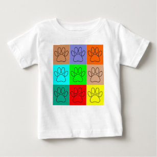 Cute Puppy Paws In Squares Baby T-Shirt
