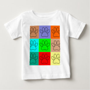 Cute Puppy Paws In Squares Baby T-Shirt