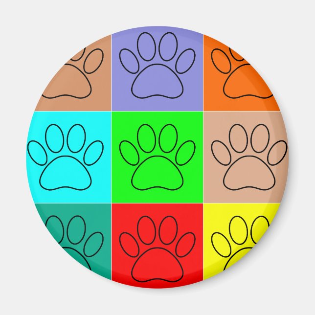 Cute Puppy Paws In Squares Magnet (Front)