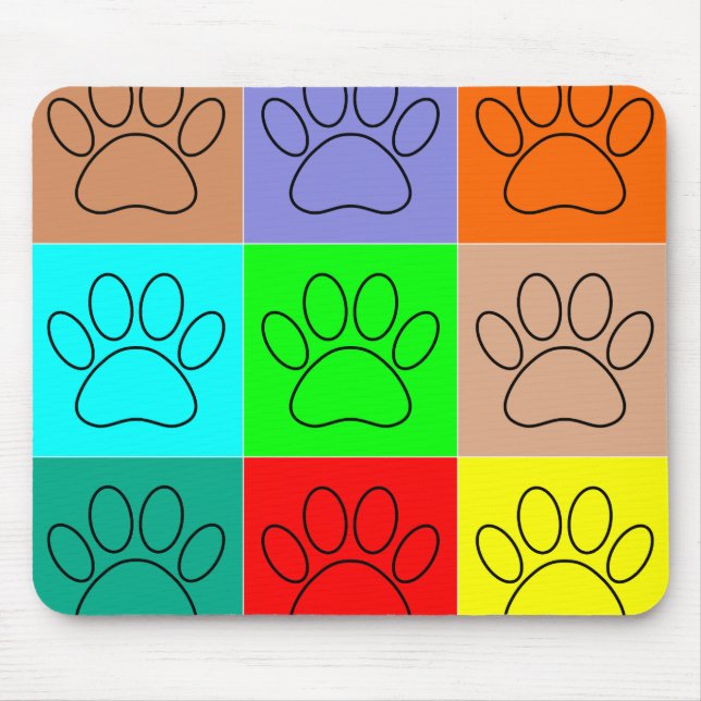 Cute Puppy Paws In Squares Mouse Mat (Front)