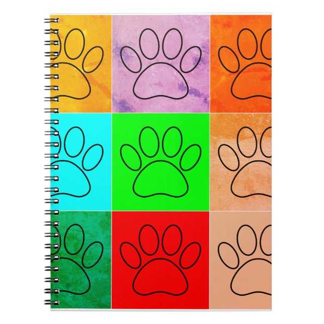 Cute Puppy Paws In Squares Notebook (Front)