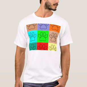 Cute Puppy Paws In Squares T-Shirt