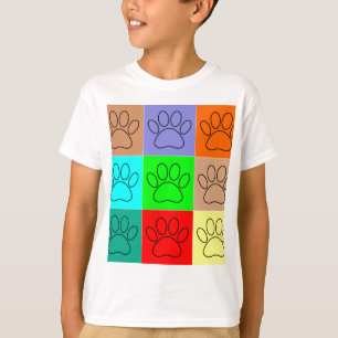 Cute Puppy Paws In Squares T-Shirt