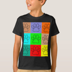 Cute Puppy Paws In Squares T-Shirt