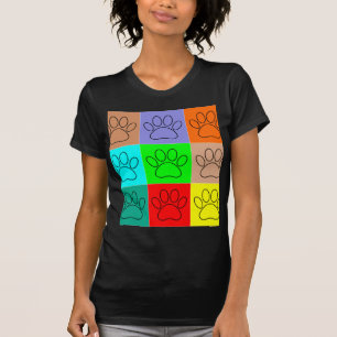 Cute Puppy Paws In Squares T-Shirt