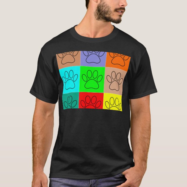 Cute Puppy Paws In Squares T-Shirt (Front)