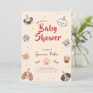Cute Puppy Pawty Dog Baby Shower Invitation