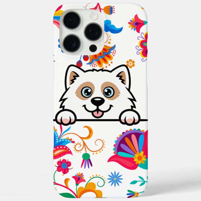 Cute Puppy Peeking Floral Phone Case – Dog Lover  (Back)