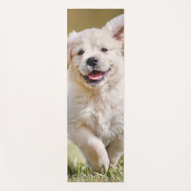 Cute Puppy Personalised Photo Dog Yoga Mat (Front)