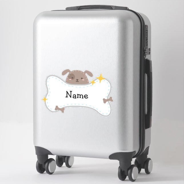 Cute Puppy Personalizable Custom-Cut Vinyl Sticker (Suitcase)