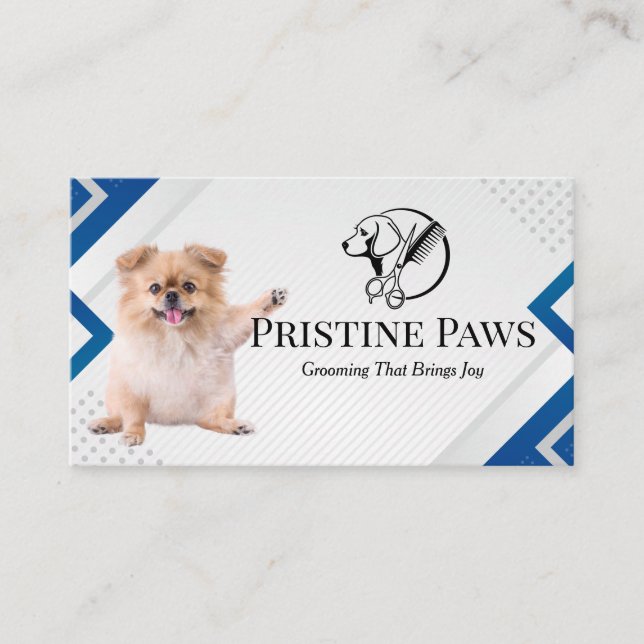 Cute Puppy | Pet Groomers Logo Business Card (Front)