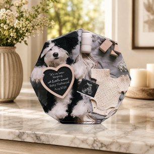 Cute Puppy plushie Pregnancy Announcement card Photo Block