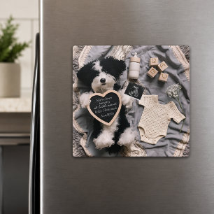Cute Puppy plushie Pregnancy Announcement  Magnet